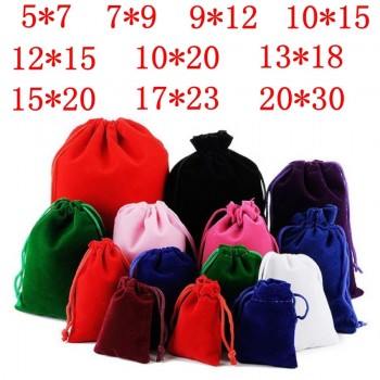 10 pcs/lot 5x7cm 7x9cm 9x12cm 10x15cm Coloful Velvet Pouches Jewelry Packaging Display Drawstring Packing Gift Bags amp; Pouches