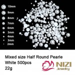 Half Round Pearls 500pcs/pack Flatback Imitation Loose White Glue On Resin Beads DIY Jewelry Making Nails Art Crafts Decorations