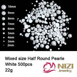 Half Round Pearls 500pcs/pack Flatback Imitation Loose White Glue On Resin Beads DIY Jewelry Making Nails Art Crafts Decorations