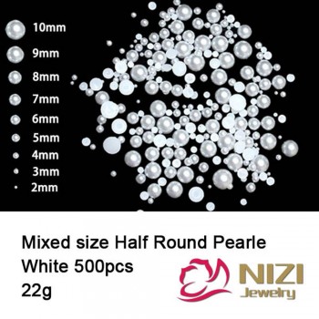 Half Round Pearls 500pcs/pack Flatback Imitation Loose White Glue On Resin Beads DIY Jewelry Making Nails Art Crafts Decorations