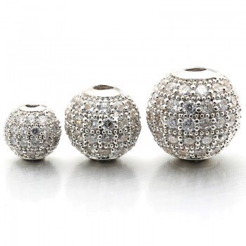 6mm/8mm/10mm Best Quality Brass Cubic Zirconia Round Spacer Beads for DIY Jewelry Findings, Mixed Color, Model: VZ4/5/6