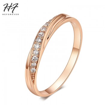 6 Items Classical Cubic Zirconia Lovers Ring Rose Gold Color Rhinestones Studded Wedding Rings Jewelry For Women Men R314 R317