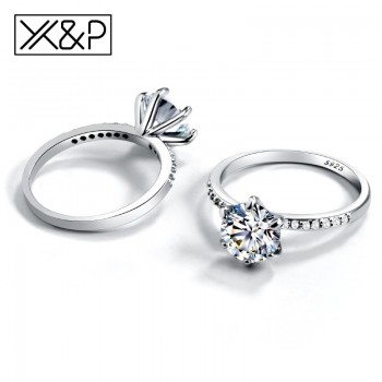 Xamp;P Classic Engagement Ring 6 Claws Design AAA White Cubic Zircon Fashion Female Women Wedding Band Rings 2019 Jewelry