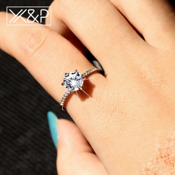Xamp;P Classic Engagement Ring 6 Claws Design AAA White Cubic Zircon Fashion Female Women Wedding Band Rings 2019 Jewelry
