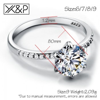 Xamp;P Classic Engagement Ring 6 Claws Design AAA White Cubic Zircon Fashion Female Women Wedding Band Rings 2019 Jewelry