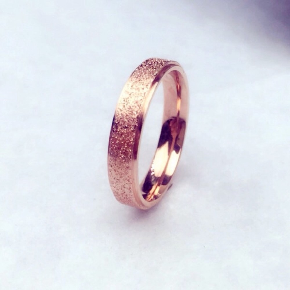 LBS 4mm Rose Gold Brush Finish Titanium Stainless Steel Ring Engagement Wedding Charm Rings Men Women Couples Tail Ring