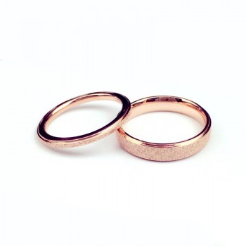 LBS 4mm Rose Gold Brush Finish Titanium Stainless Steel Ring Engagement Wedding Charm Rings Men Women Couples Tail Ring
