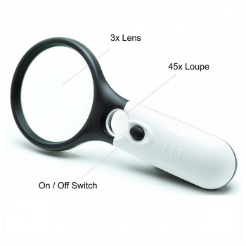 2018 Loepen Vergrootglas 3 Led Lights 3X 45X Plastic Handheld Reading Magnifier Lens Jewelry Loupe Magnifying Glass In Magnifer