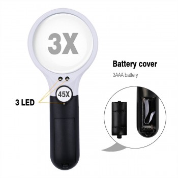 2018 Loepen Vergrootglas 3 Led Lights 3X 45X Plastic Handheld Reading Magnifier Lens Jewelry Loupe Magnifying Glass In Magnifer