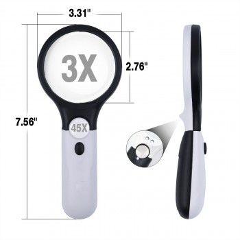 2018 Loepen Vergrootglas 3 Led Lights 3X 45X Plastic Handheld Reading Magnifier Lens Jewelry Loupe Magnifying Glass In Magnifer