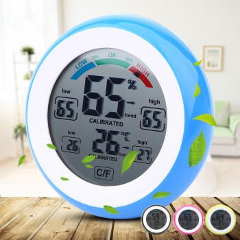 Digital LCD Display Indoor Thermometer Hygrometer Round Wireless Electronic Temperature Humidity Meter Weather Station Tester