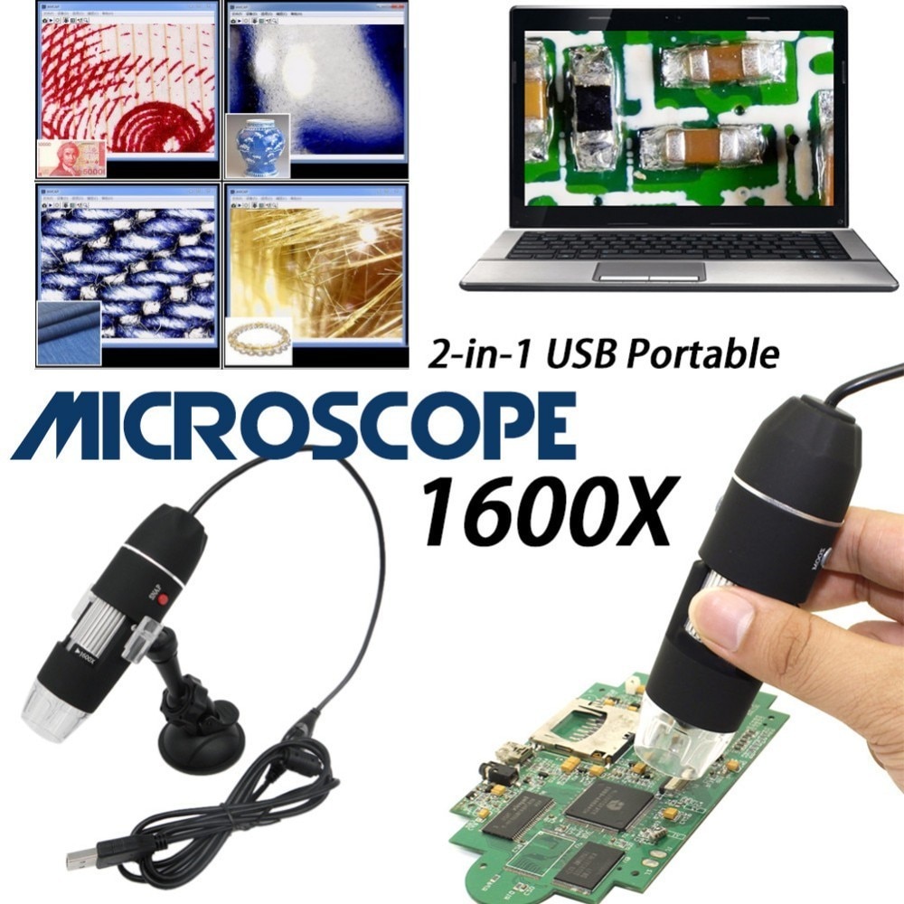 Mega Pixels 1600X 8 LED Digital Microscope USB Endoscope Camera Microscopio Magnifier Electronic Stereo Tweezers Magnification