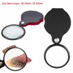 Mini Pocket 8X 50mm 5X 50mm Folding Jewelry Magnifier Magnifying Eye Glass Loupe Lens