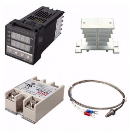 JFBL Hot Digital 220V PID REX-C100 Temperature Controller + max.40A SSR + K Thermocouple, PID Controller Set + Heat Sink