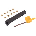 1pc SCLCR1212H06 Lathe Turning Tool Holder + 10pcs CCMT060204-HM VP15TF Carbide Insert with T8 Wrench