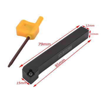 1pc SCLCR1212H06 Lathe Turning Tool Holder + 10pcs CCMT060204-HM VP15TF Carbide Insert with T8 Wrench