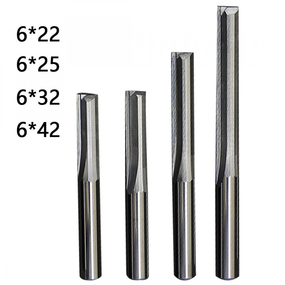 Milling Cutter 6mm/4mm Shank Two Flutes Straight Router Bits for Wood CNC Straight Engraving Cutters End Mill Tools