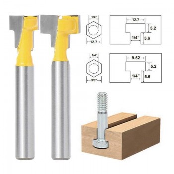 2 Pcs/lot 1/4 Shank T-Slot Cutter Router Bit for 1/4 Hex Bolt