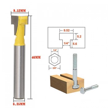 2 Pcs/lot 1/4 Shank T-Slot Cutter Router Bit for 1/4 Hex Bolt
