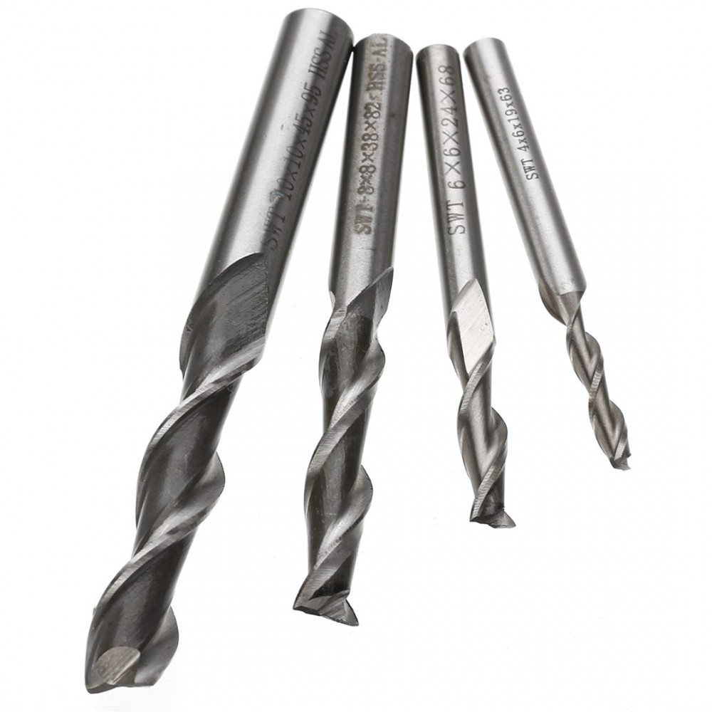 1pc Extra Long 2 Flute HSS AL End Mill CNC Milling Cutter Bit  4/6/8/10mm For Woodworking Tools