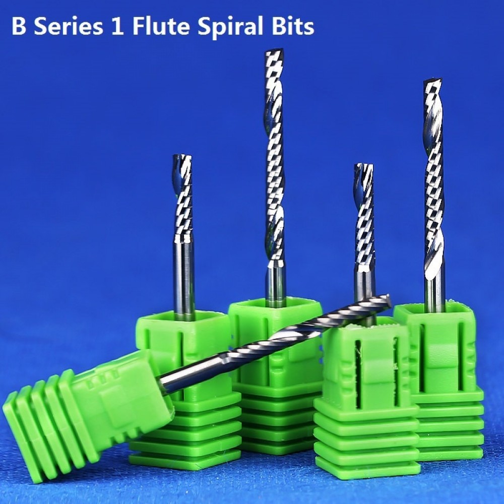 1pc 3.175mm SHK B Series carving Cutters One Flute Spiral End Mills Flute CNC Router Bits for cutting 1 MDF Acylis plastic