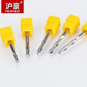 HUHAO 1pc Shank 4mm Milling Cutter  2 Flutes Spiral With Blade CNC End Mill Router Bit For MDF Wood Tungsten Carbide Router Tool