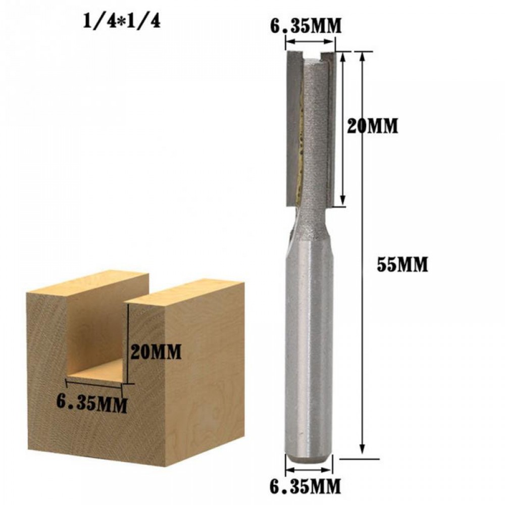 1/4 1/2 Straight Knife Shank Trim Router Bits for Wood Trimming Cutters with Bearing Woodworking Tool Endmill Milling Cutter