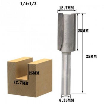 1/4 1/2 Straight Knife Shank Trim Router Bits for Wood Trimming Cutters with Bearing Woodworking Tool Endmill Milling Cutter