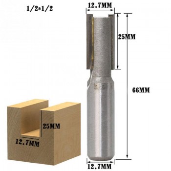 1/4 1/2 Straight Knife Shank Trim Router Bits for Wood Trimming Cutters with Bearing Woodworking Tool Endmill Milling Cutter
