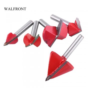 WALFRONT V Groove Router Bits CNC Engraving Milling Cutter 60-120 Degree Woodworking Carving Knife Tungsten Carbide Cutting Tool