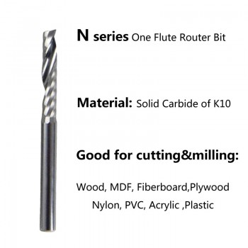 3.175mm 1 Flute Spiral router bits CNC end mill MDF Fresa Milling Cutter A AA AAA series Acrylic Aluminum Copper brass Fraser