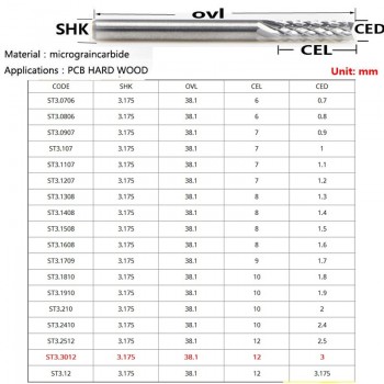 3.175mm SHK Carbide PCB Engraving Tools Carbide End Milling Cutter CNC Cutting Drill Hole Endmill Circuit Boards