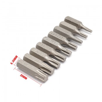 9PCS 25MM 1/4 Torx T8-T40 Screwdriver Bit Set Repair Tools Screwdrivers Kit Hex Shank Drill Bit For Power Household Hand Tools