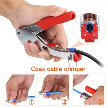 KALAIDUN Pliers 22pcs Wire Stripper Kit Coax Cable Crimper Coaxial Compression Tool Wire Stripper with F RG6 RG59 Connectors