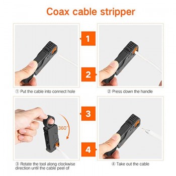 KALAIDUN Pliers 22pcs Wire Stripper Kit Coax Cable Crimper Coaxial Compression Tool Wire Stripper with F RG6 RG59 Connectors