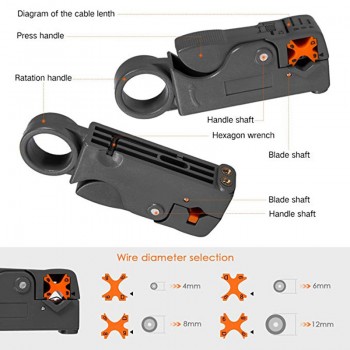 KALAIDUN Pliers 22pcs Wire Stripper Kit Coax Cable Crimper Coaxial Compression Tool Wire Stripper with F RG6 RG59 Connectors