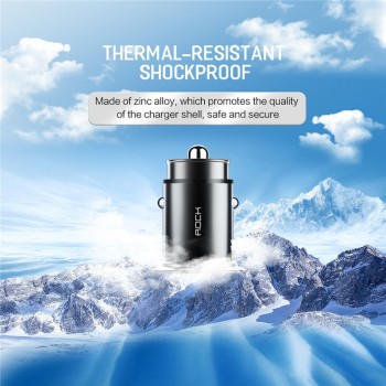 ROCK PD3.0 QC 4.0 Dual USB Car Charger Quick Charge Metal Mini SCP VOOC 4 in 1 Car-Charger 2 Port 30W for iPhone Samsung Xiaomi