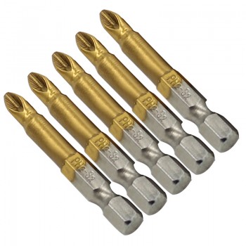 5pcs/set Anti Slip Electric Screwdriver Bits 1/4 Hex Shank Titanium Coated Screwdriver Bits PH2 50mm