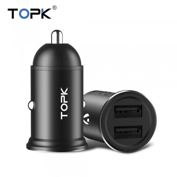 TOPK Mini Dual USB Car Charger for iPhone Samsung Xiaomi Hauwei 3.1A Fast Charger Car-Charger Mobile Phone Adapter in Car