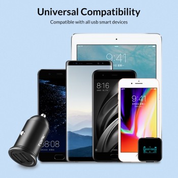 TOPK Mini Dual USB Car Charger for iPhone Samsung Xiaomi Hauwei 3.1A Fast Charger Car-Charger Mobile Phone Adapter in Car