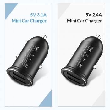 TOPK Mini Dual USB Car Charger for iPhone Samsung Xiaomi Hauwei 3.1A Fast Charger Car-Charger Mobile Phone Adapter in Car