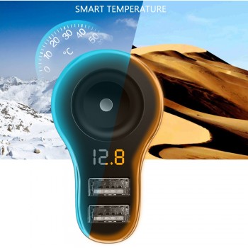 POWSTRO 3.1A Dual USB Car Charger Smart Fast Charge 12-24V Phone Charger Adapter Volmeter Display with Cigarette Lighter Socket