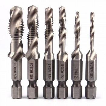 1pcs Metric Screw Taps Dril Bits 1/4 Hex Shank M3 M4 M5 M6 M8 M10 Thread Tap Spiral Screw Dril Bit Woodworking Tools