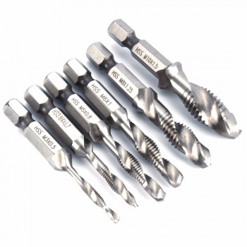 1pcs Metric Screw Taps Dril Bits 1/4 Hex Shank M3 M4 M5 M6 M8 M10 Thread Tap Spiral Screw Dril Bit Woodworking Tools