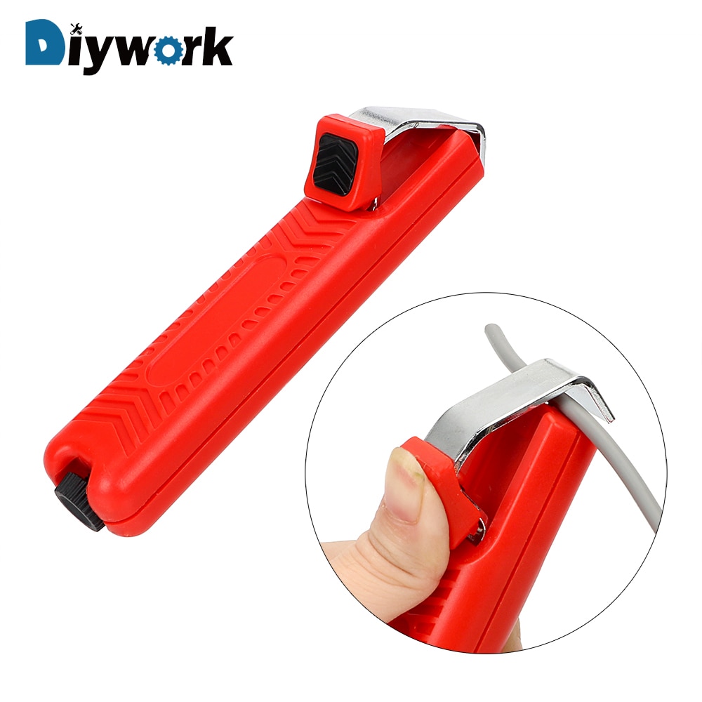 DIYWORK Wire Stripper Knife Mini Electrician Knife Cable Stripping Knife PVC Cable Plastic Handle 8-28mm Adjustable
