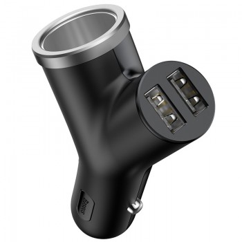 Baseus 3 in 1 Car Charger for iPhone Mobile Phone Charger Dual USB + Cigarette Lighter for 3 Devices 3.4A Fast Car Phone Charger