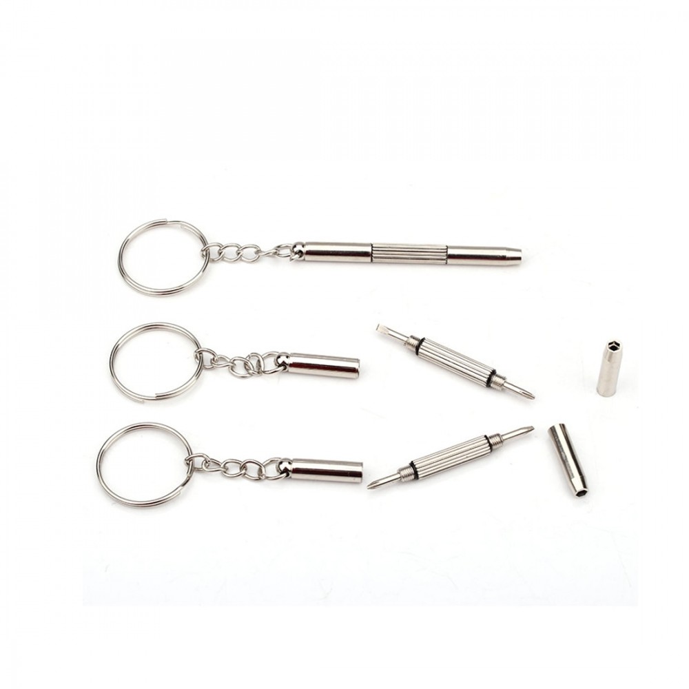 Fashion 3 in1 Eyeglass Screwdriver Hand Tools Eyeglass Screwdriver Sunglass Watch Repair Kit with Keychain