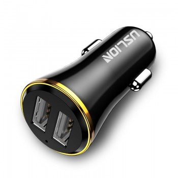 USLION Mini Dual USB Car Charger for Phone 2 Port USB Fast Car-Charger for iPhone 7 XR XS MAX Car Phone Charger Adapter in Car