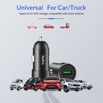 TOPK Quick Charge 3.0 Car Charger Adapter for iphone Samsung Huawei Xiaomi usb phone charger Fast charging car-charger