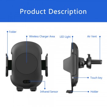 696 C10 QI Fast Wireless Car Charger 10W Automatic Infrared Induction Air Vent Car Phone Holder for iPhone Samsung Fast charging